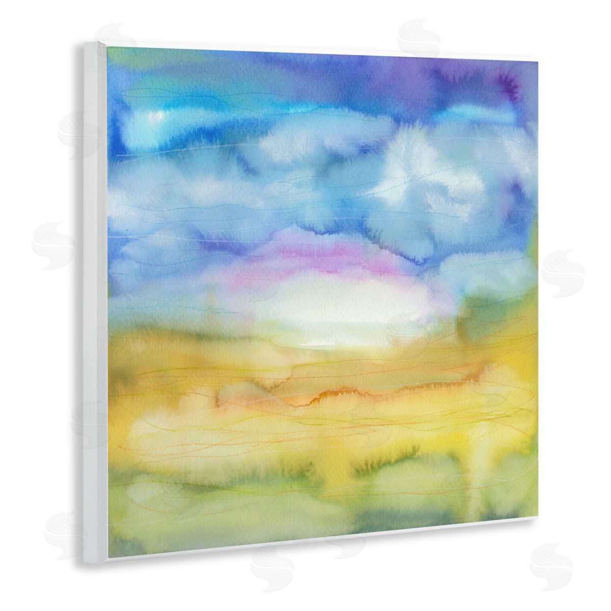 Elvira Errico Ombre Rainbow Abstract Landscape Watercolor Details Wooden Wall Plaque Art Print
