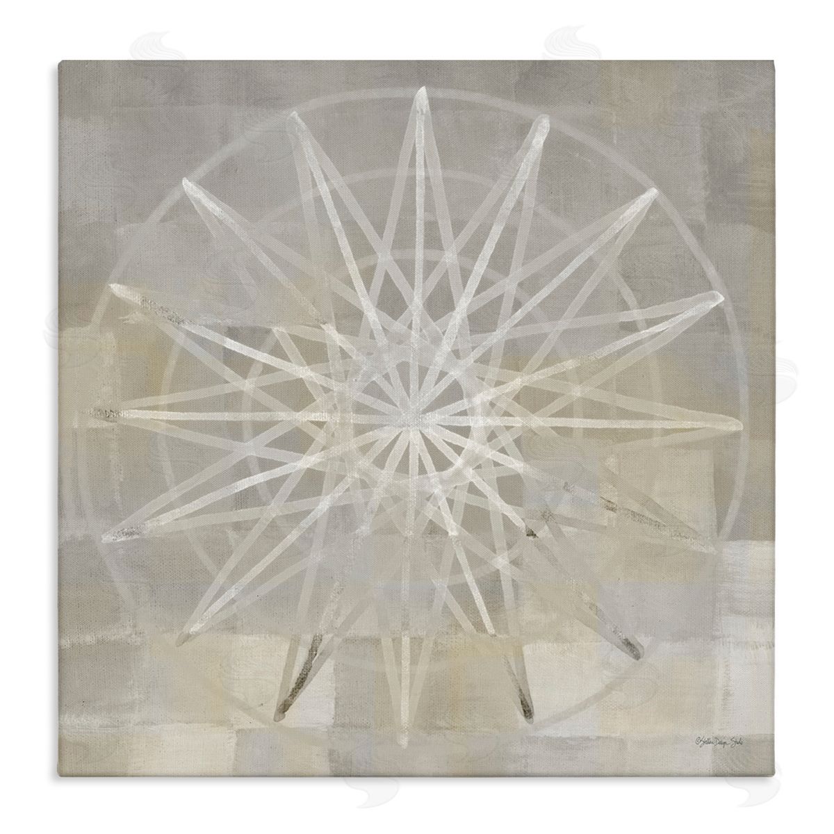 Stellar Design Studio Balanced Linear Fractal Design Modern Square Pattern Stretched Canvas Wall Art Print