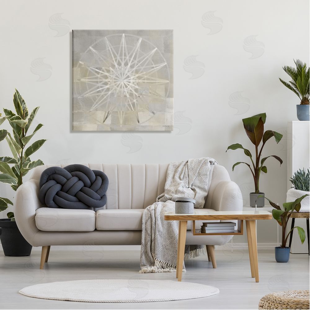 Stellar Design Studio Balanced Linear Fractal Design Modern Square Pattern Canvas Wall Art in Room
