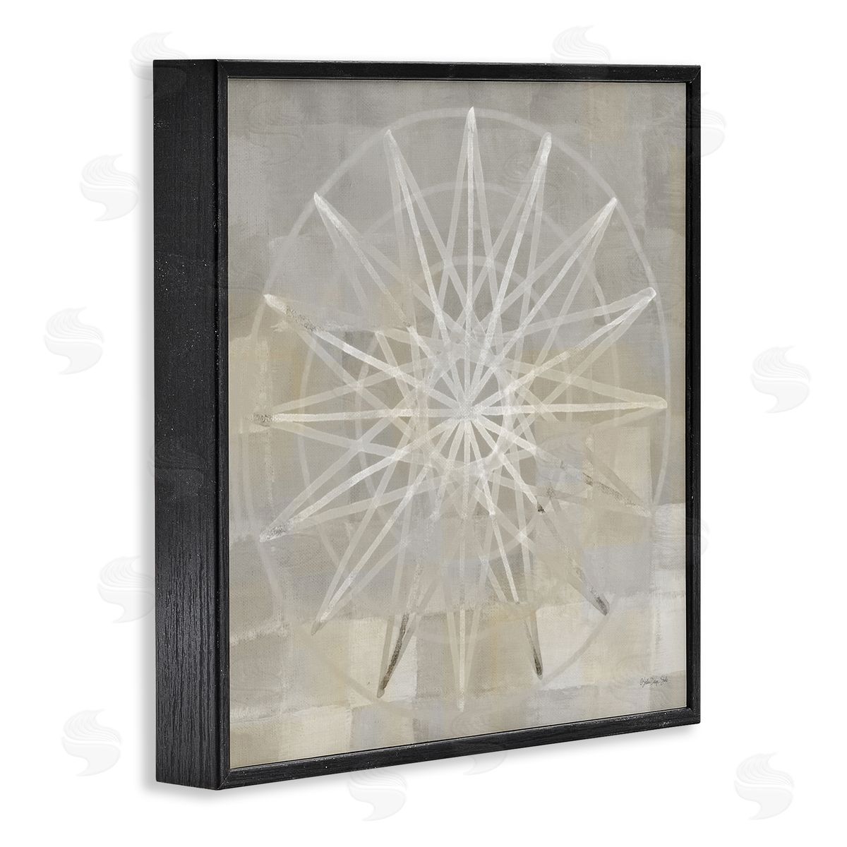 Stellar Design Studio Balanced Linear Fractal Design Modern Square Pattern Black Framed Glicee Wall Art Print