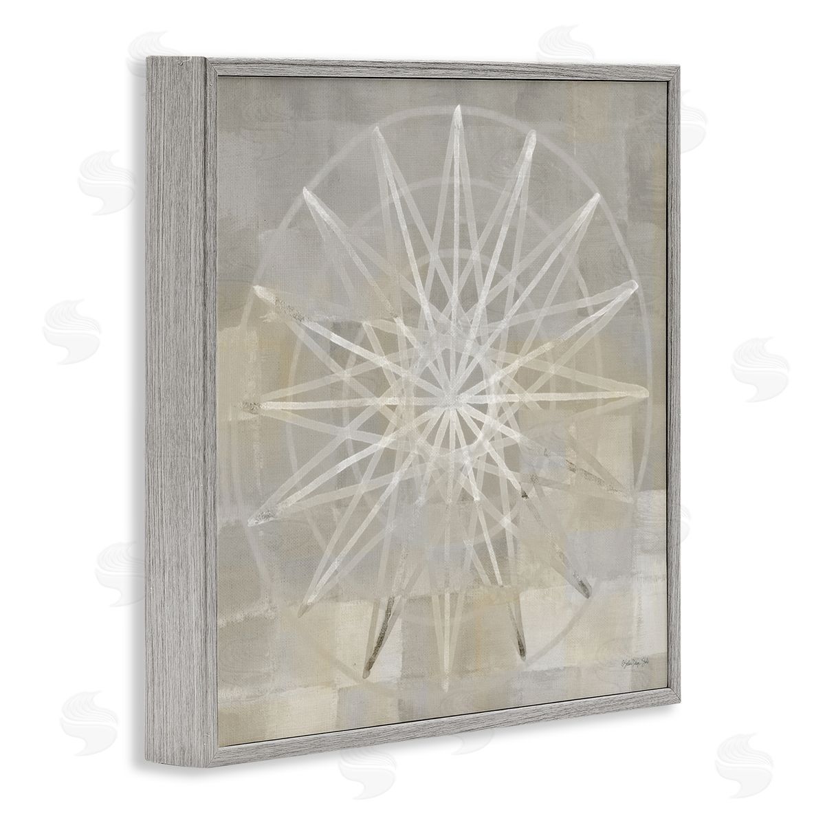 Stellar Design Studio Balanced Linear Fractal Design Modern Square Pattern Gray Framed Glicee Wall Art Print