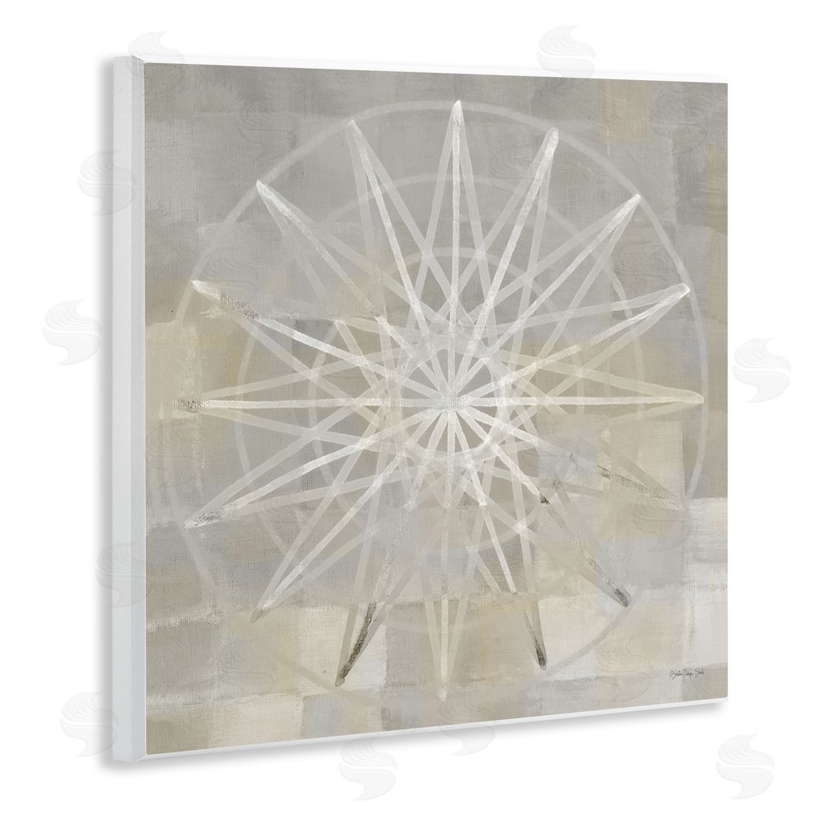 Stellar Design Studio Balanced Linear Fractal Design Modern Square Pattern Wooden Wall Plaque Art Print