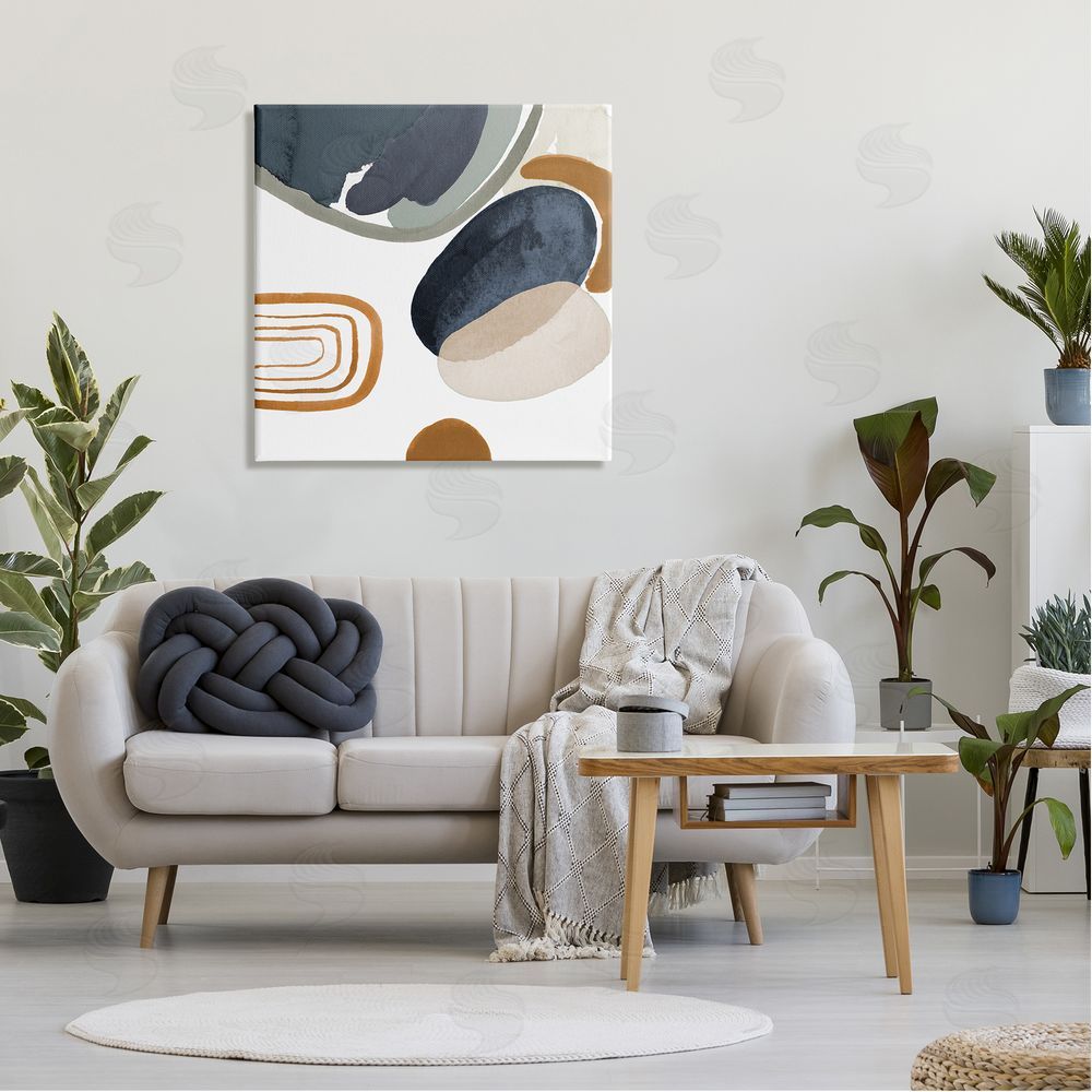 Lanie Loreth Abstract Rounded Shapes Striped Pattern Watercolor Detail Canvas Wall Art in Room