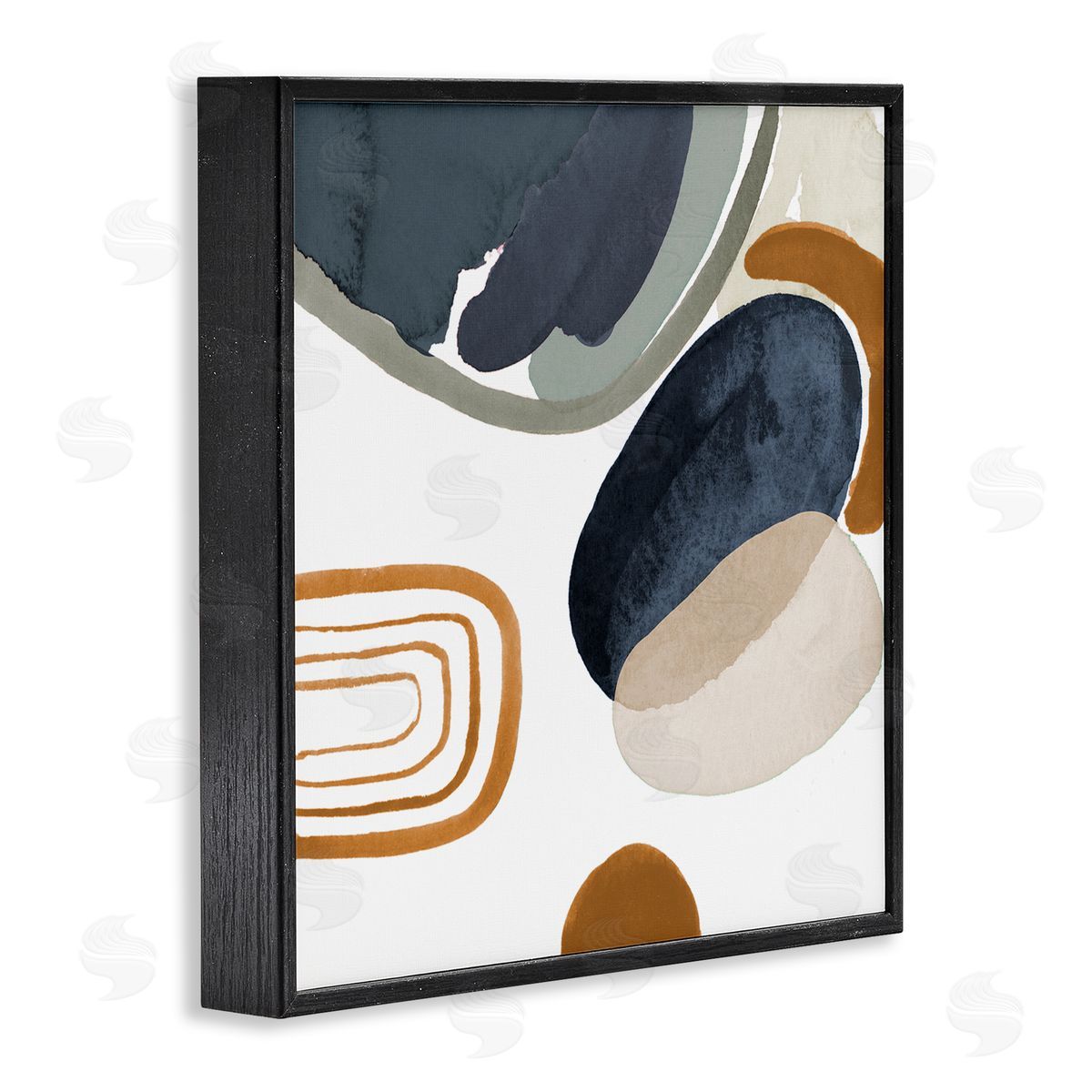 Lanie Loreth Abstract Rounded Shapes Striped Pattern Watercolor Detail Black Framed Glicee Wall Art Print