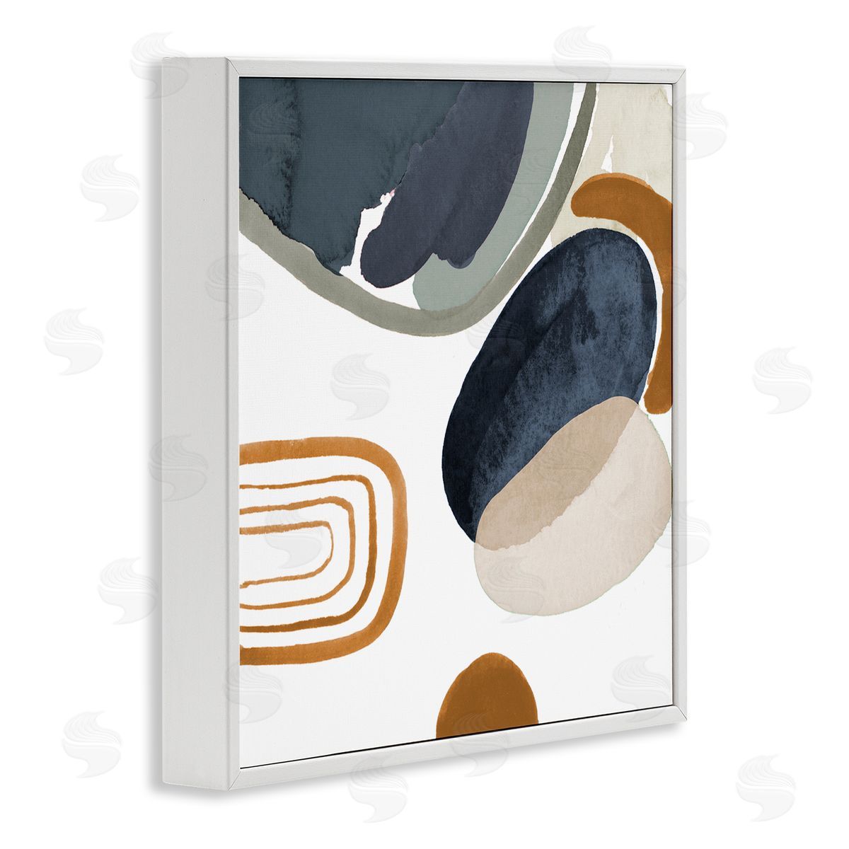 Lanie Loreth Abstract Rounded Shapes Striped Pattern Watercolor Detail White Framed Glicee Wall Art Print
