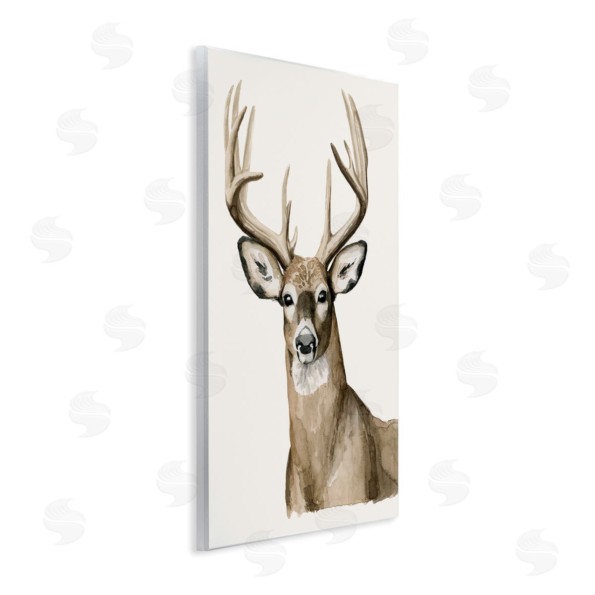 Grace Popp Brown Deer Gazing Antlers Watercolor Portrait Wall Plaque Art Print