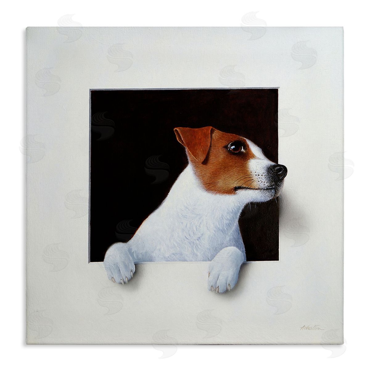 Alan Weston Jack Terrier Dog Peering Dreamlike Illusion Space Stretched Canvas Wall Art Print