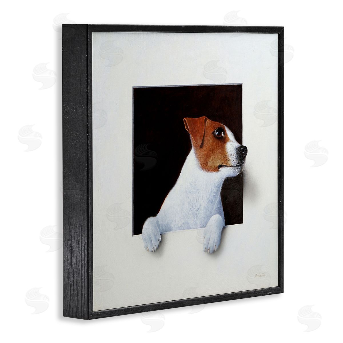 Alan Weston Jack Terrier Dog Peering Dreamlike Illusion Space Black Framed Glicee Wall Art Print
