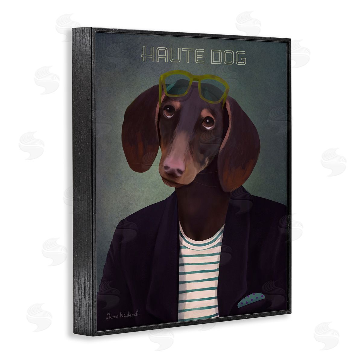 Diane Neukirch Haute Dog Quirky Wearing Clothes Blazer Sunglasses Black Framed Giclee Wall Art Print