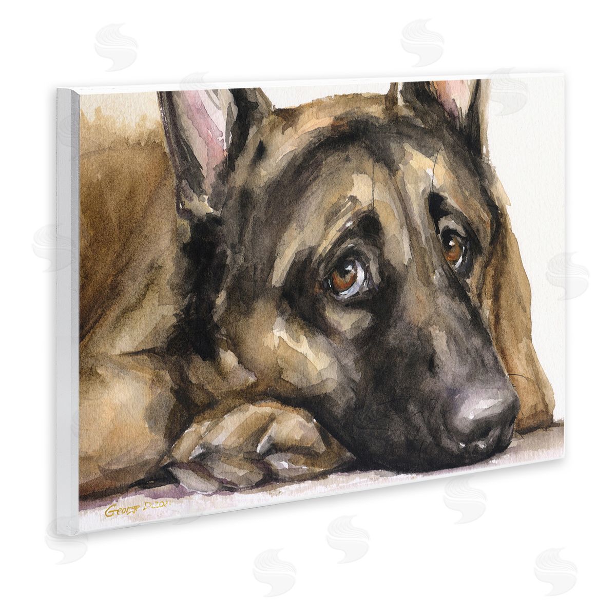 George Dyachenko Tired German Shepherd Dog Resting Head On Paw  Wall Plaque Art Print