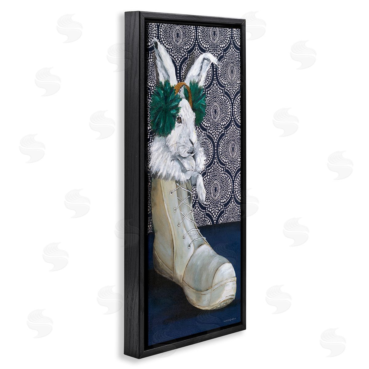 Kamdon Kreations White Rabbit Fluffy Boot Mosaic Pattern Wallpaper