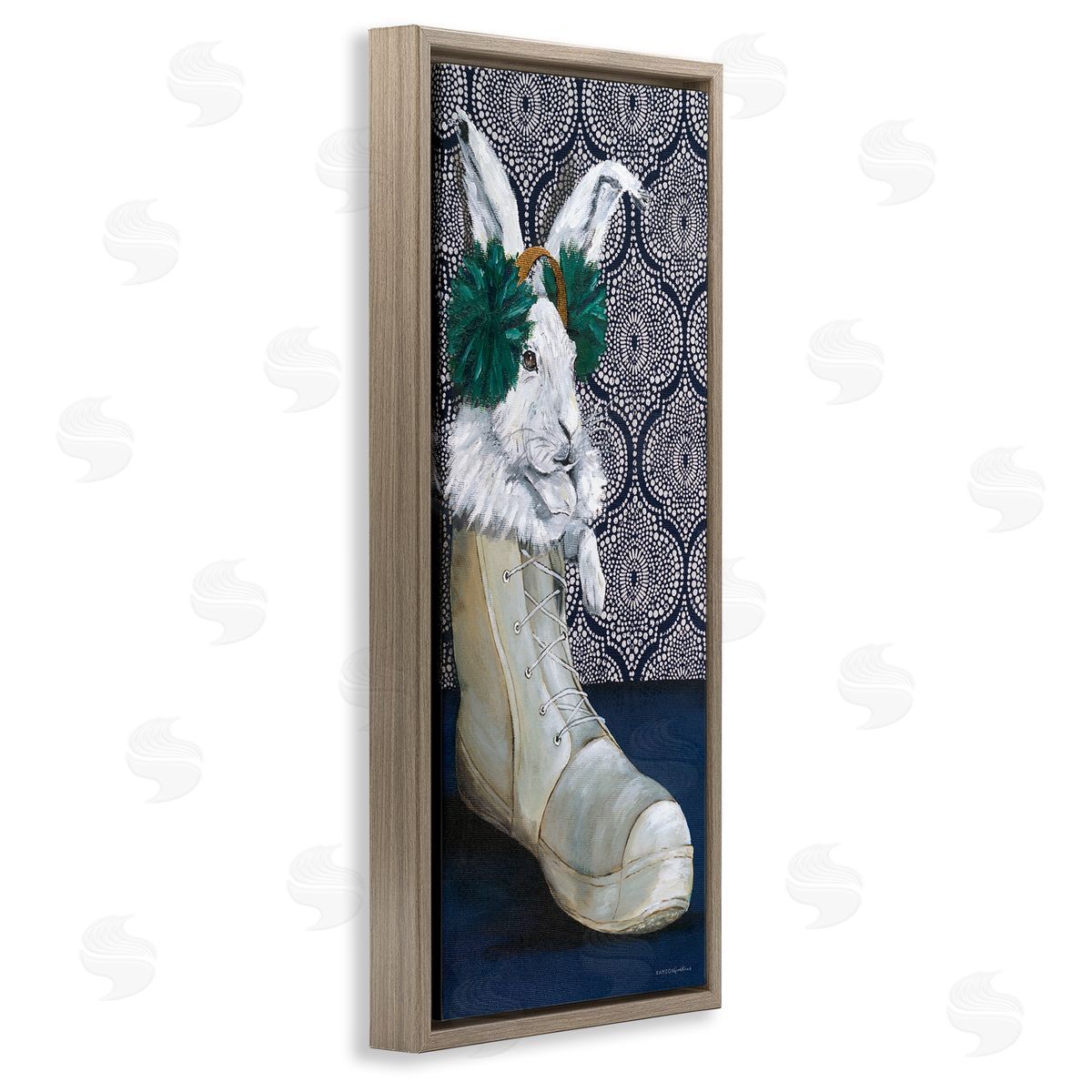 Kamdon Kreations White Rabbit Fluffy Boot Mosaic Pattern Wallpaper