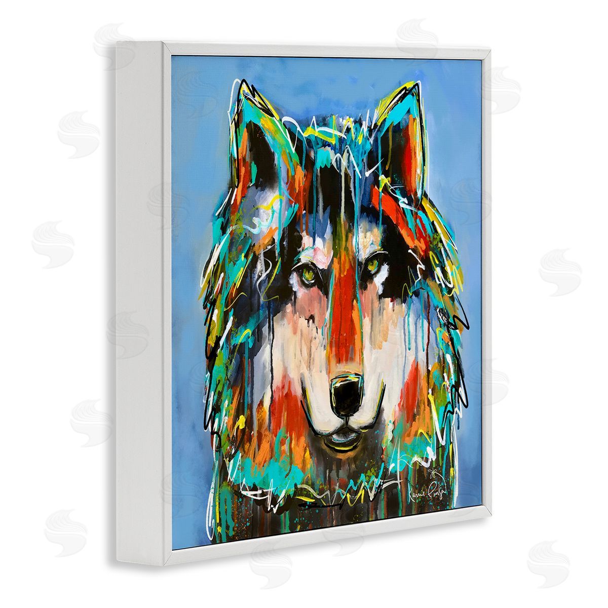Karrie Evenson Bold Wolf Dripping Paint Saturated Graffiti Street Style  White Framed Glicee Wall Art Print