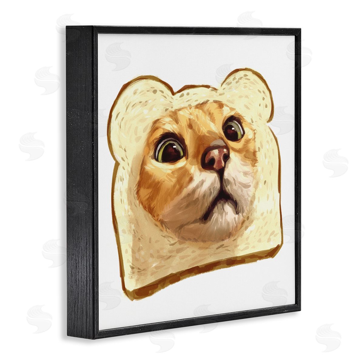 Ziwei Li Silly Tabby Cat Face Head Inside Toast Bread  Black Framed Glicee Wall Art Print