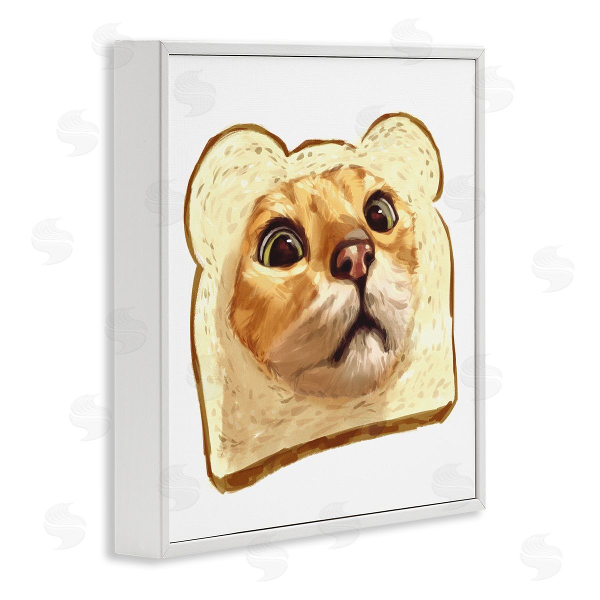 Ziwei Li Silly Tabby Cat Face Head Inside Toast Bread  White Framed Glicee Wall Art Print