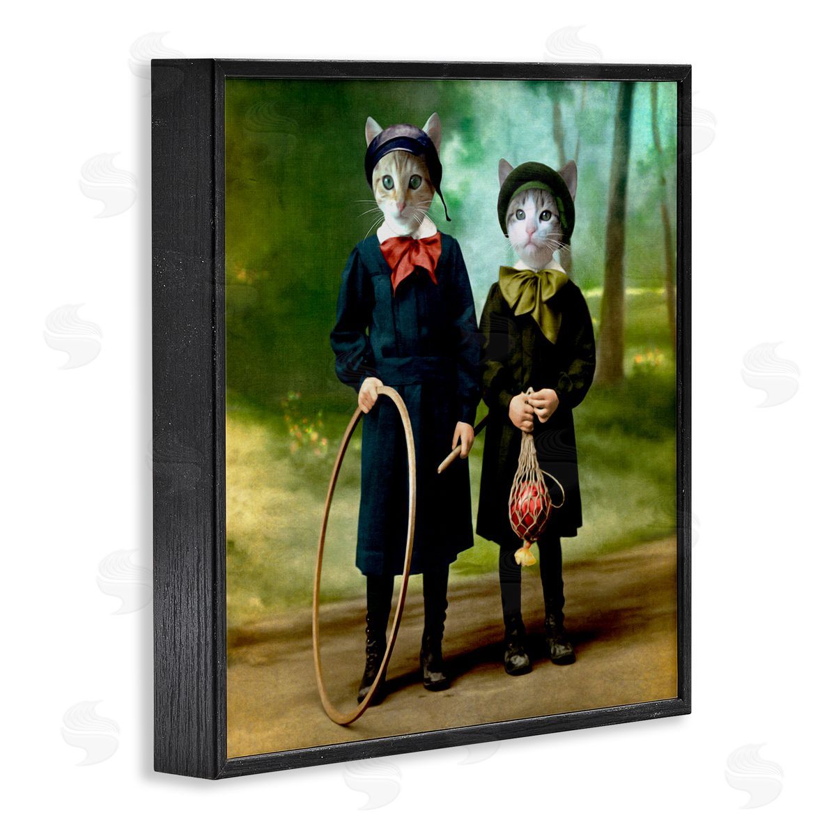 Martine Roch Cats Wearing Classic Clothing Vintage Style Portrait Black Framed Glicee Wall Art Print