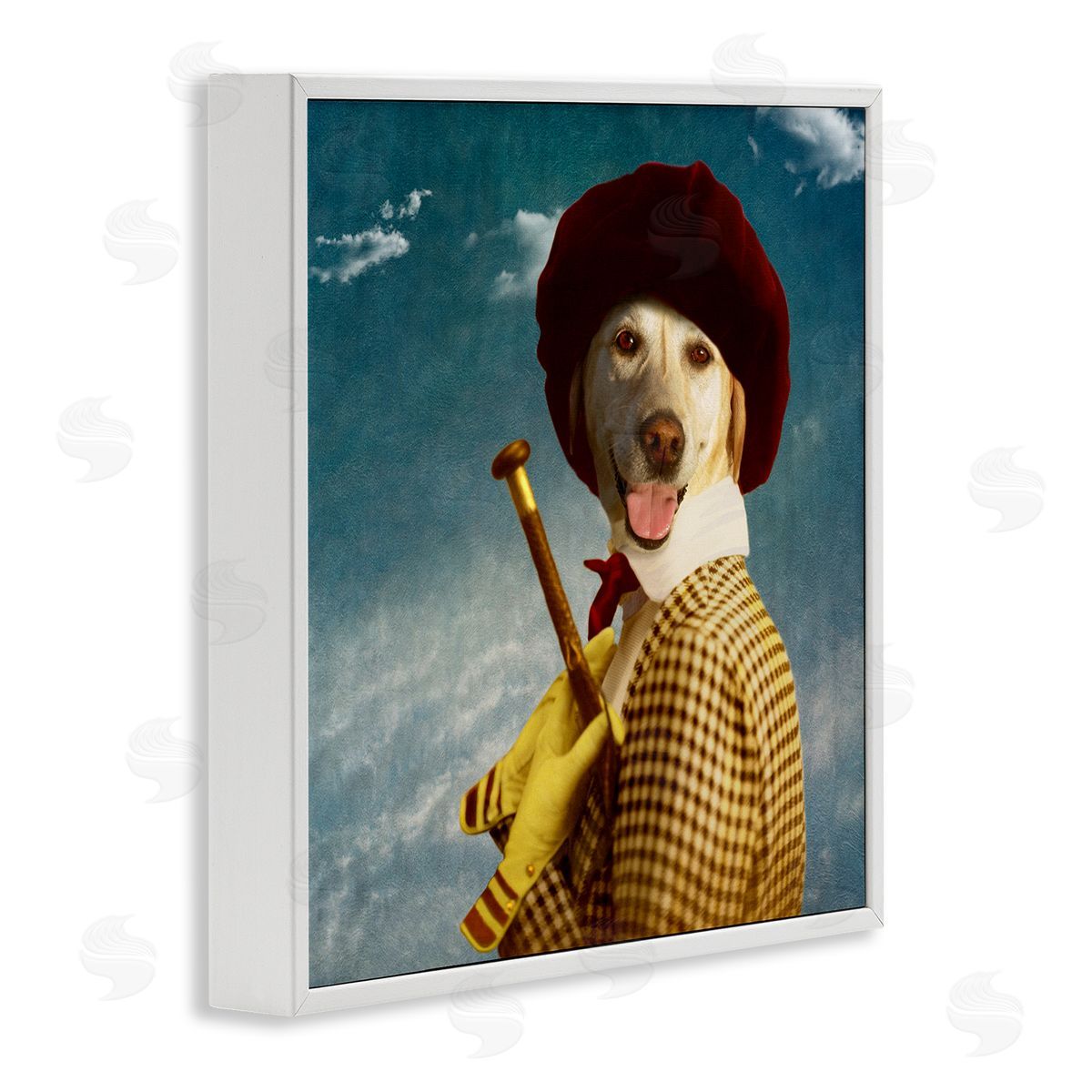 Martine Roch Lab Dog Dressed Classic Style Clothing Patterned Coat White Framed Glicee Wall Art Print