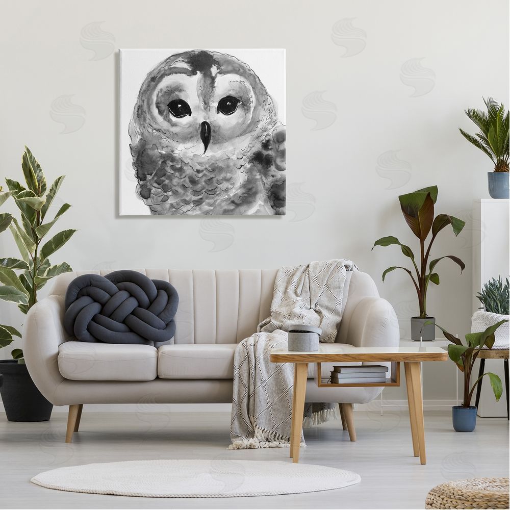 Patti Mann Tranquil Barn Owl Bird Face Portrait Painting Canvas Wall Art in Room