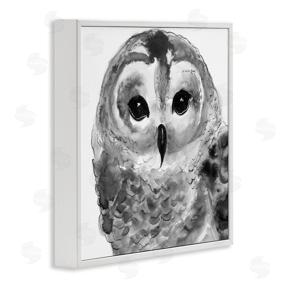 Patti Mann Tranquil Barn Owl Bird Face Portrait Painting White Framed Glicee Wall Art Print