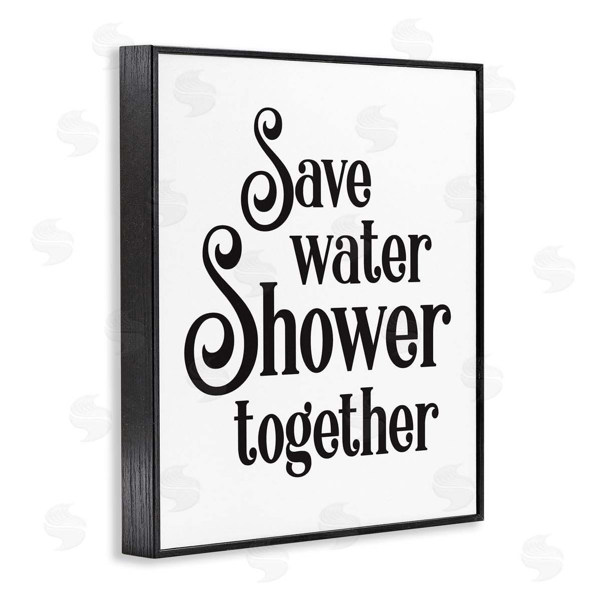 Lettered and Lined Shower Together Humorous Bathroom Typography Casual Sign Black Framed Giclee Wall Art Print
