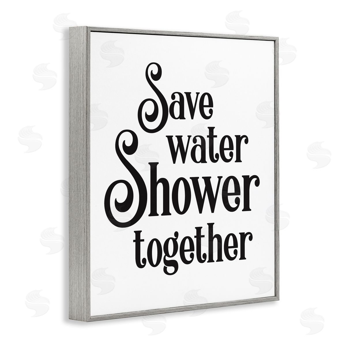 Lettered and Lined Shower Together Humorous Bathroom Typography Casual Sign Gray Framed Giclee Wall Art Print