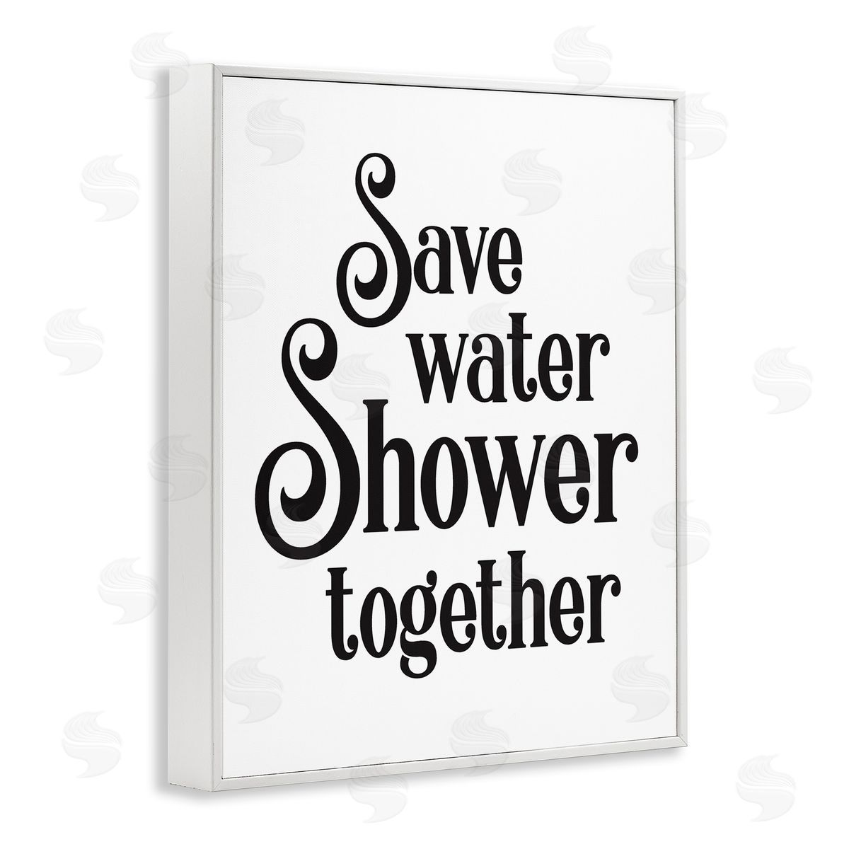 Lettered and Lined Shower Together Humorous Bathroom Typography Casual Sign White Framed Giclee Wall Art Print