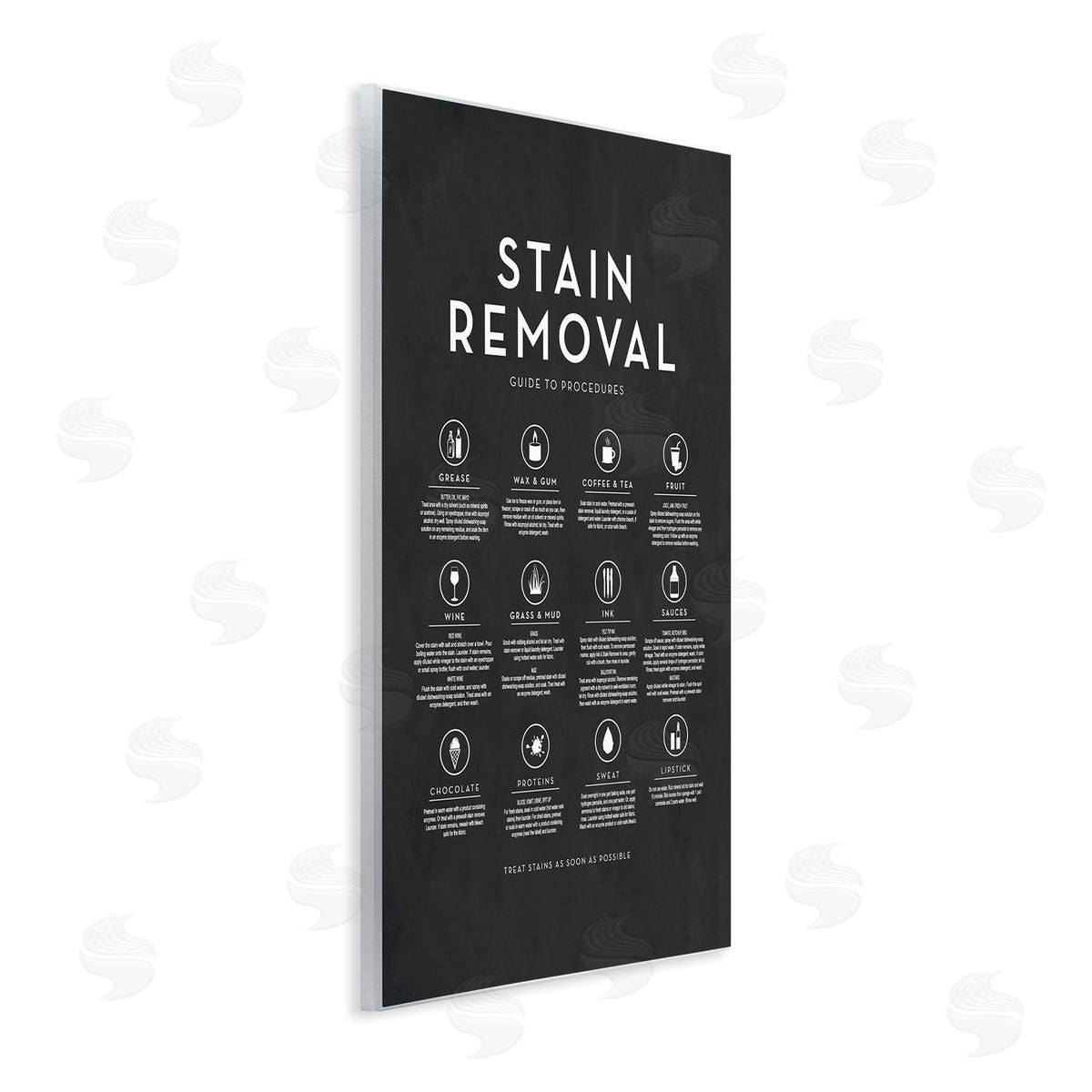 Lettered and Lined Various Stain Removal Procedures Laundry Diagram Chart  Wall Plaque Art Print