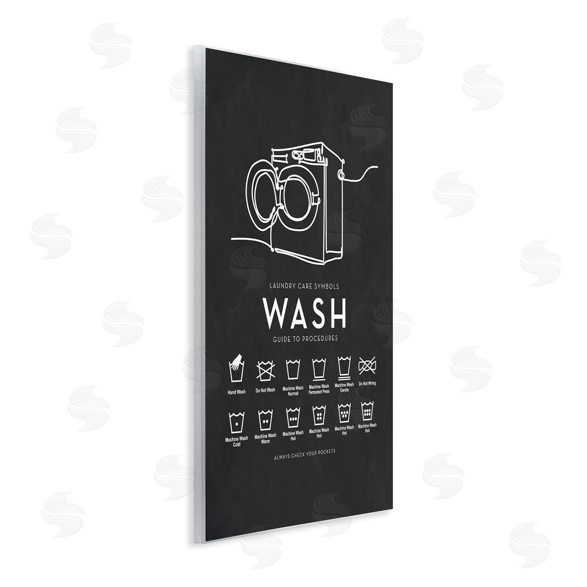 Lettered and Lined Laundry Care Symbols Diagram Washing Machine Chart Wall Plaque Art Print