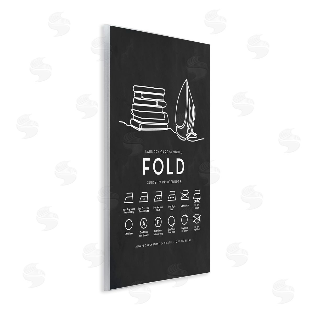Lettered and Lined Laundry Diagram Symbols Chart Ironing Folding Guide Wall Plaque Art Print