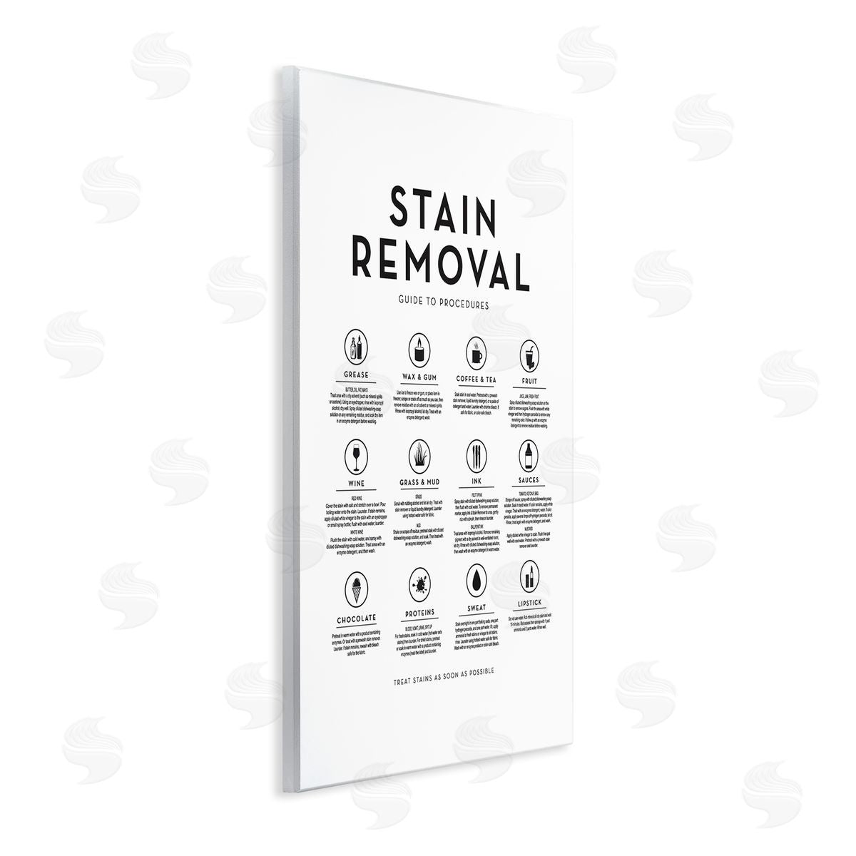 Lettered and Lined Laundry Stain Removal Guide Helpful Symbols Chart  Wall Plaque Art Print