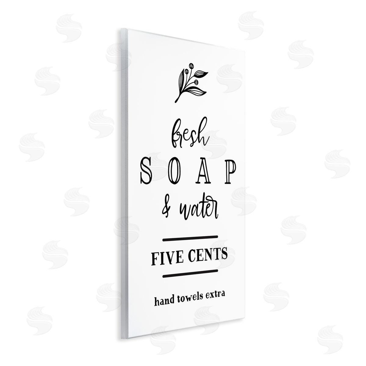 Lettered and Lined Fresh Soap & Water Bathroom Washing Botanical Symbol Wall Plaque Art Print