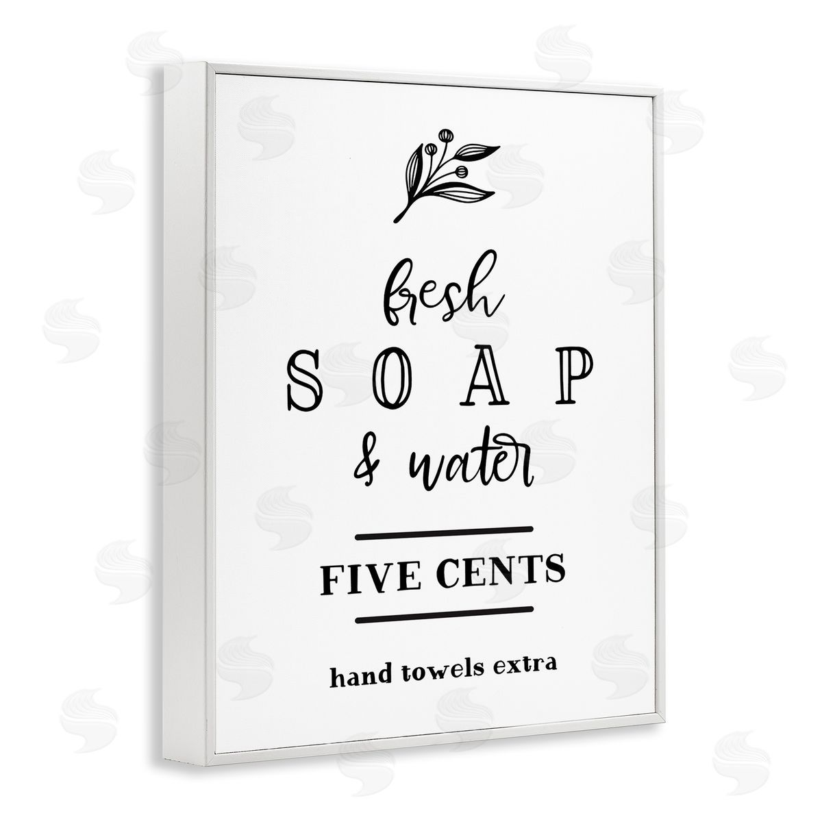 Lettered and Lined Fresh Soap & Water Bathroom Washing Botanical Symbol White Framed Giclee Wall Art Print