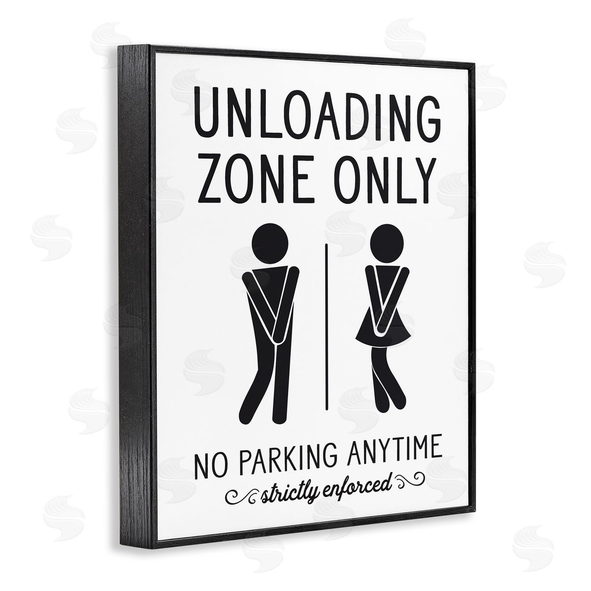 Lettered and Lined Unloading Zone Witty Bathroom Symbols Casual Sign Black Framed Giclee Wall Art Print