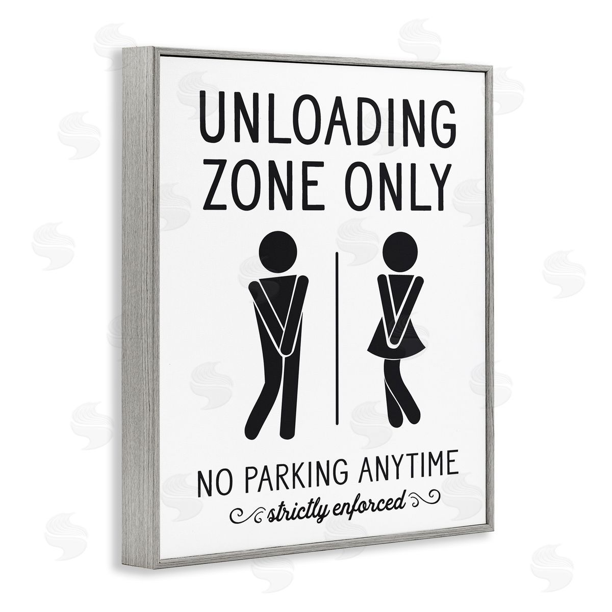 Lettered and Lined Unloading Zone Witty Bathroom Symbols Casual Sign Gray Framed Giclee Wall Art Print