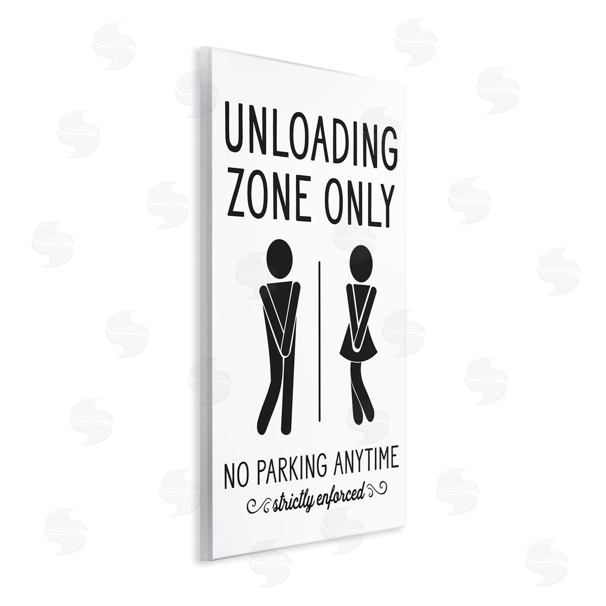 Lettered and Lined Unloading Zone Witty Bathroom Symbols Casual Sign Wall Plaque Art Print