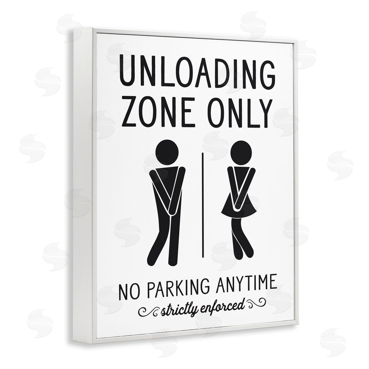 Lettered and Lined Unloading Zone Witty Bathroom Symbols Casual Sign White Framed Giclee Wall Art Print