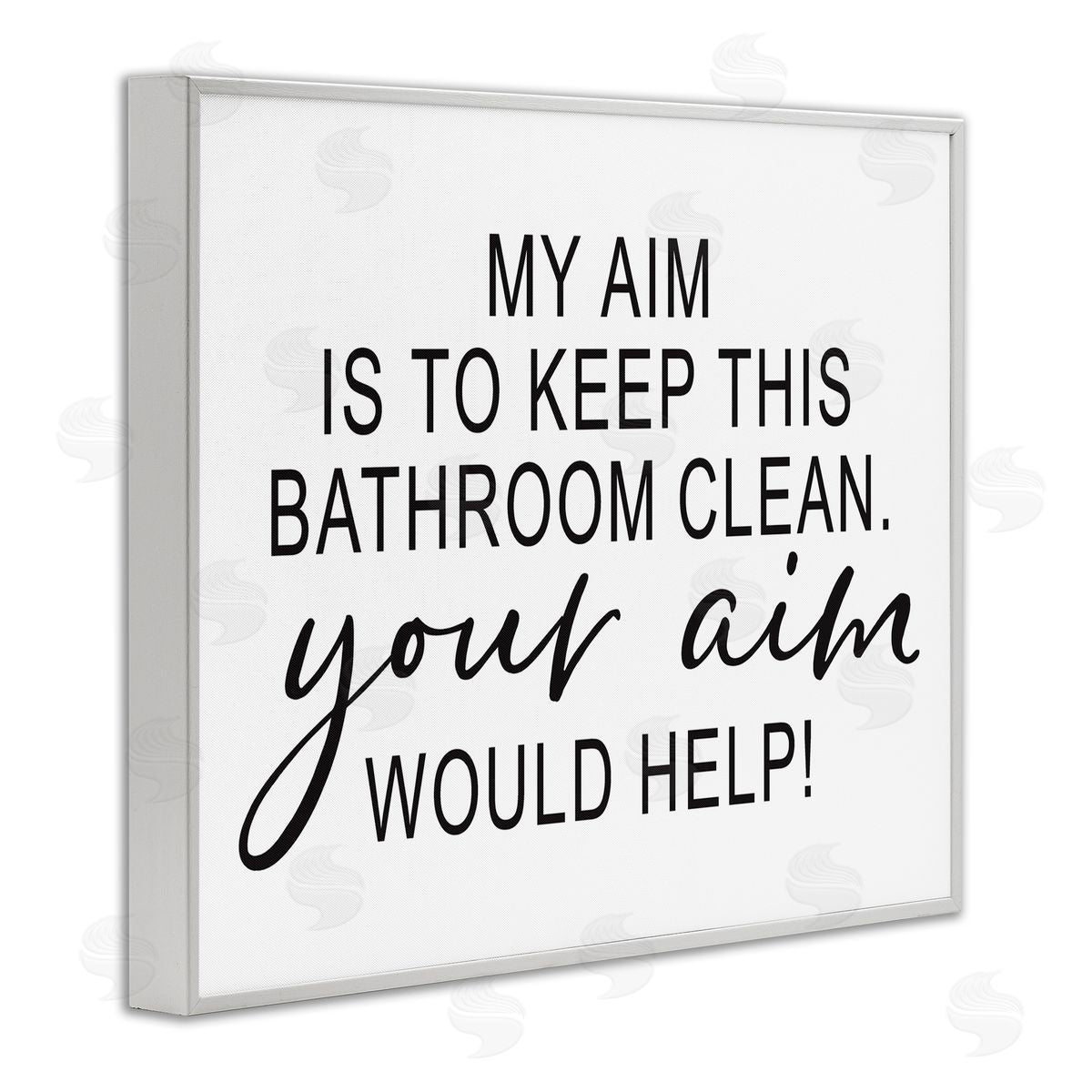 Lettered and Lined Bathroom Aim Humorous Typography Washroom Signage  White Framed Giclee Wall Art Print