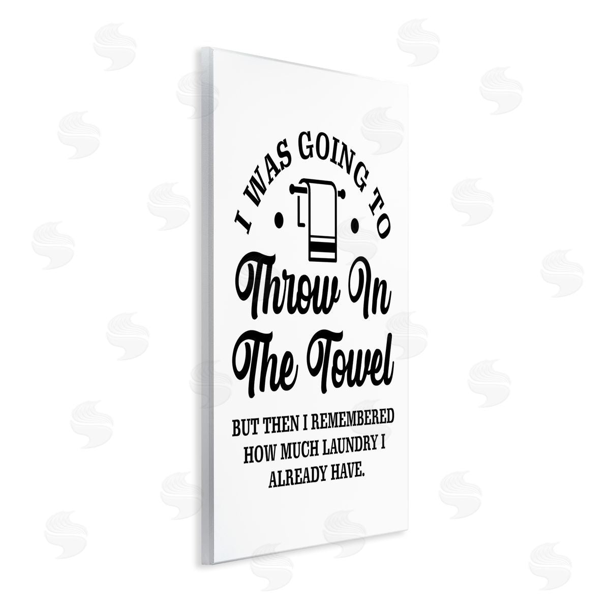 Lettered and Lined Throw In The Towel Humorous Laundry Joke Text Phrase Wall Plaque Art Print