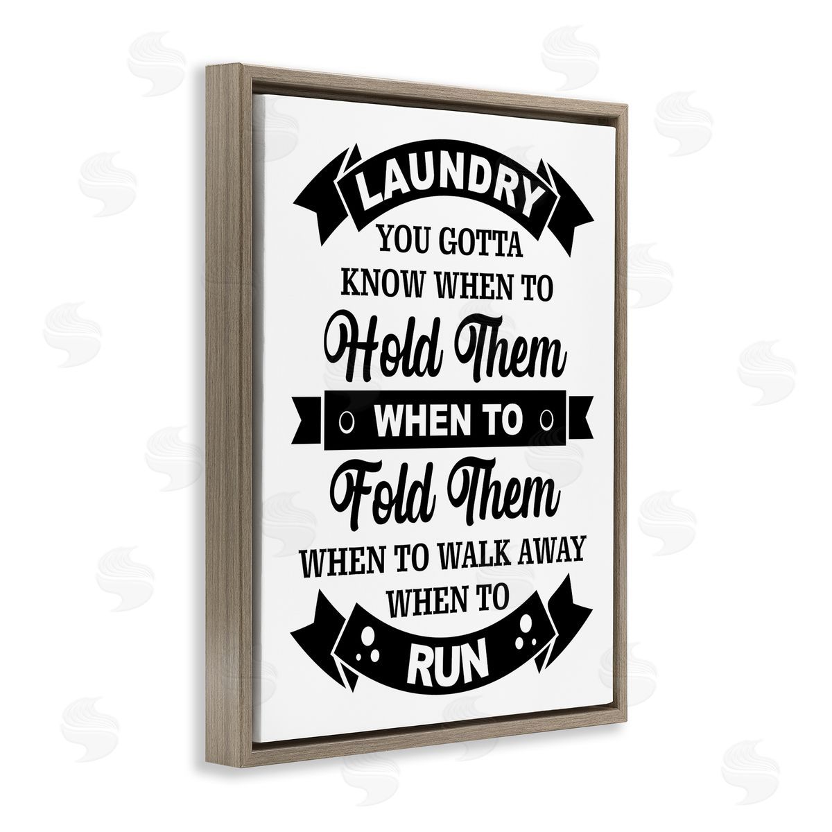 Lettered and Lined Laundry Room Vintage Text Phrase Banners  Brown Floating Frame Canvas Wall Art Print