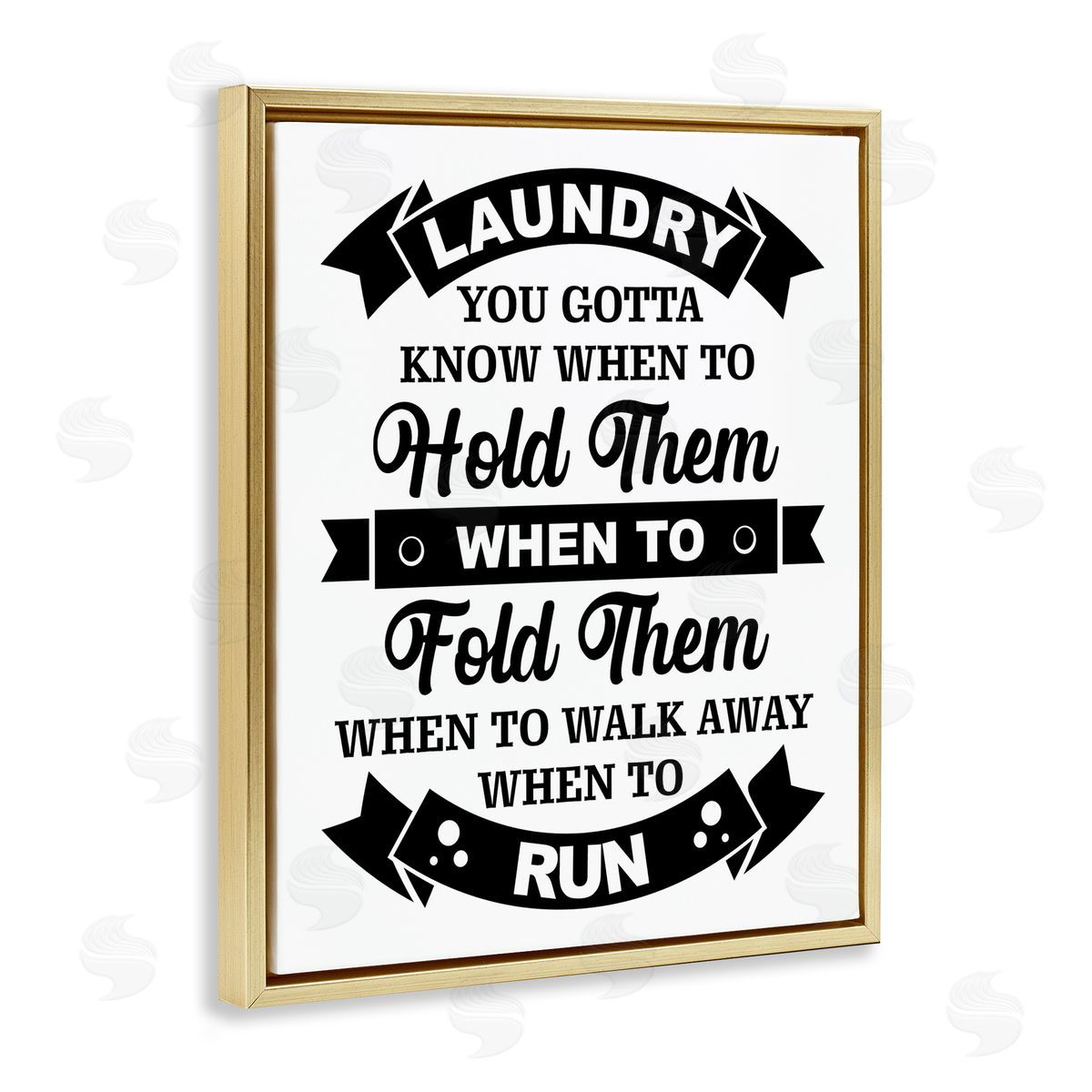 Lettered and Lined Laundry Room Vintage Text Phrase Banners  Gold Floating Frame Canvas Wall Art Print