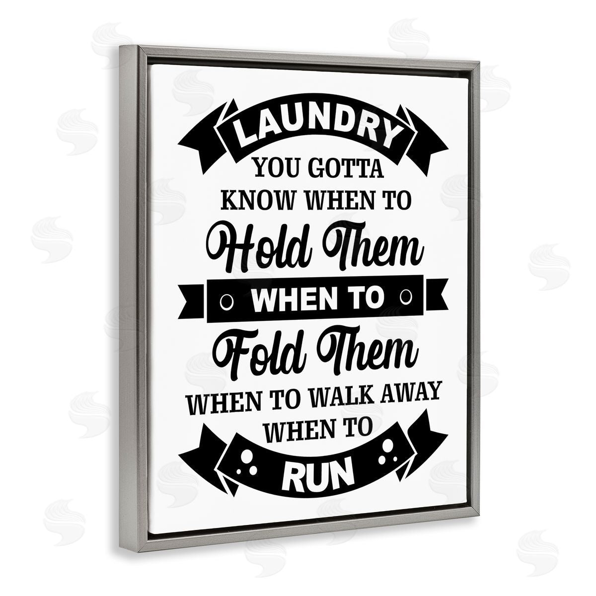 Lettered and Lined Laundry Room Vintage Text Phrase Banners  Gray Floating Frame Canvas Wall Art Print