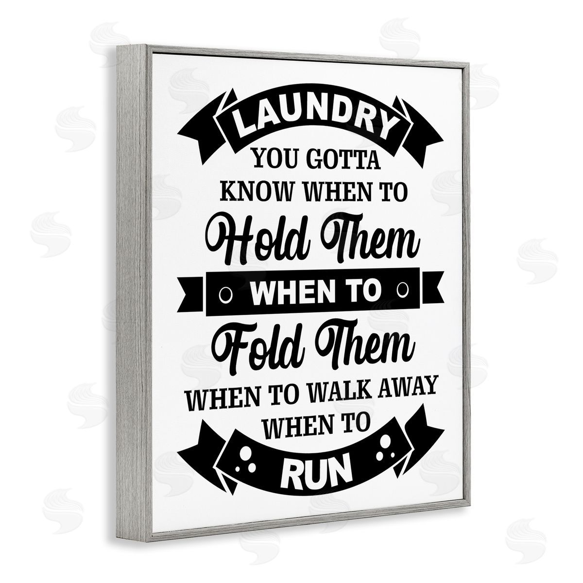 Lettered and Lined Laundry Room Vintage Text Phrase Banners  Gray Framed Giclee Wall Art Print