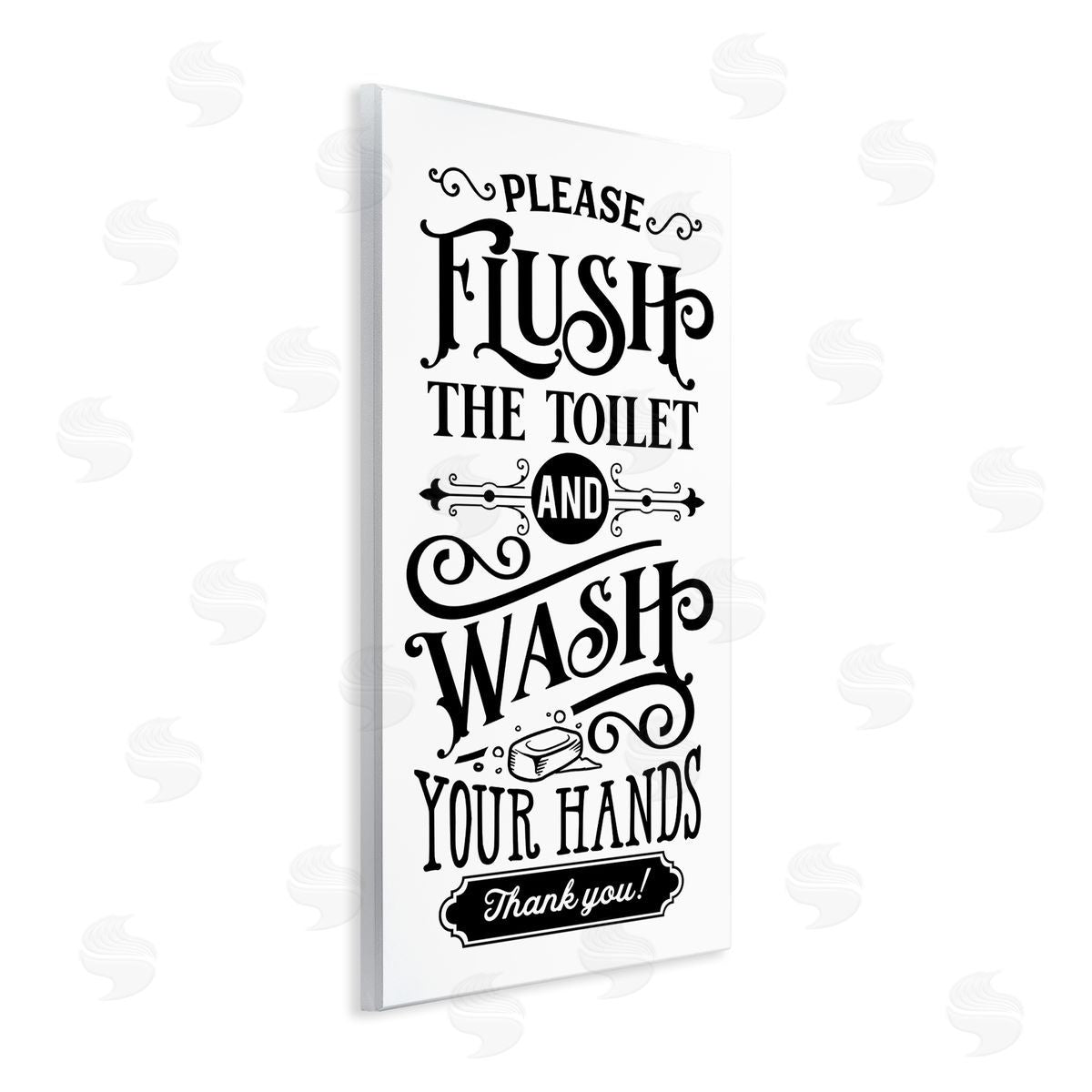 Lettered and Lined Flush & Wash Hands Vintage Text Typography Wall Plaque Art Print