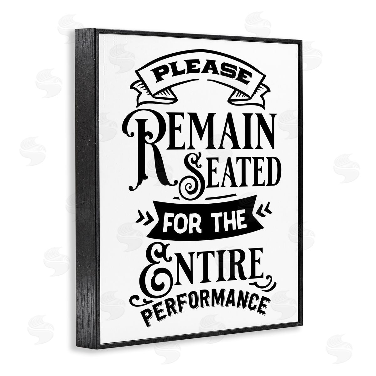 Lettered and Lined Please Remain Seated Humorous Vintage Bathroom Saying Black Framed Giclee Wall Art Print