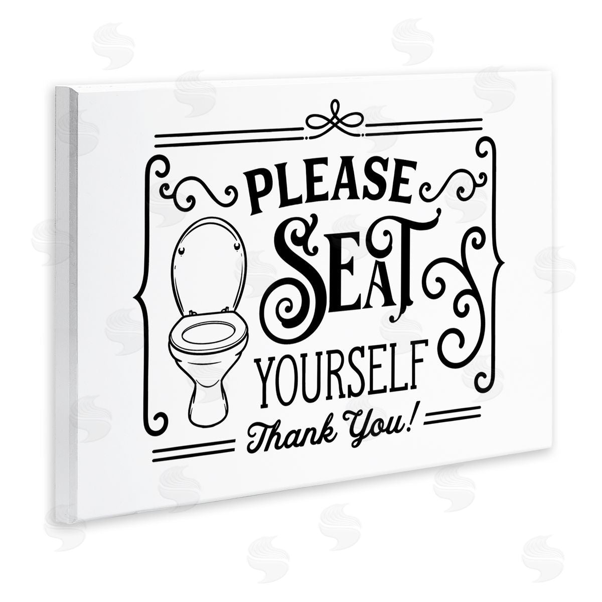 Lettered and Lined Seat Yourself Vintage Bathroom Toilet Wall Plaque Art Print