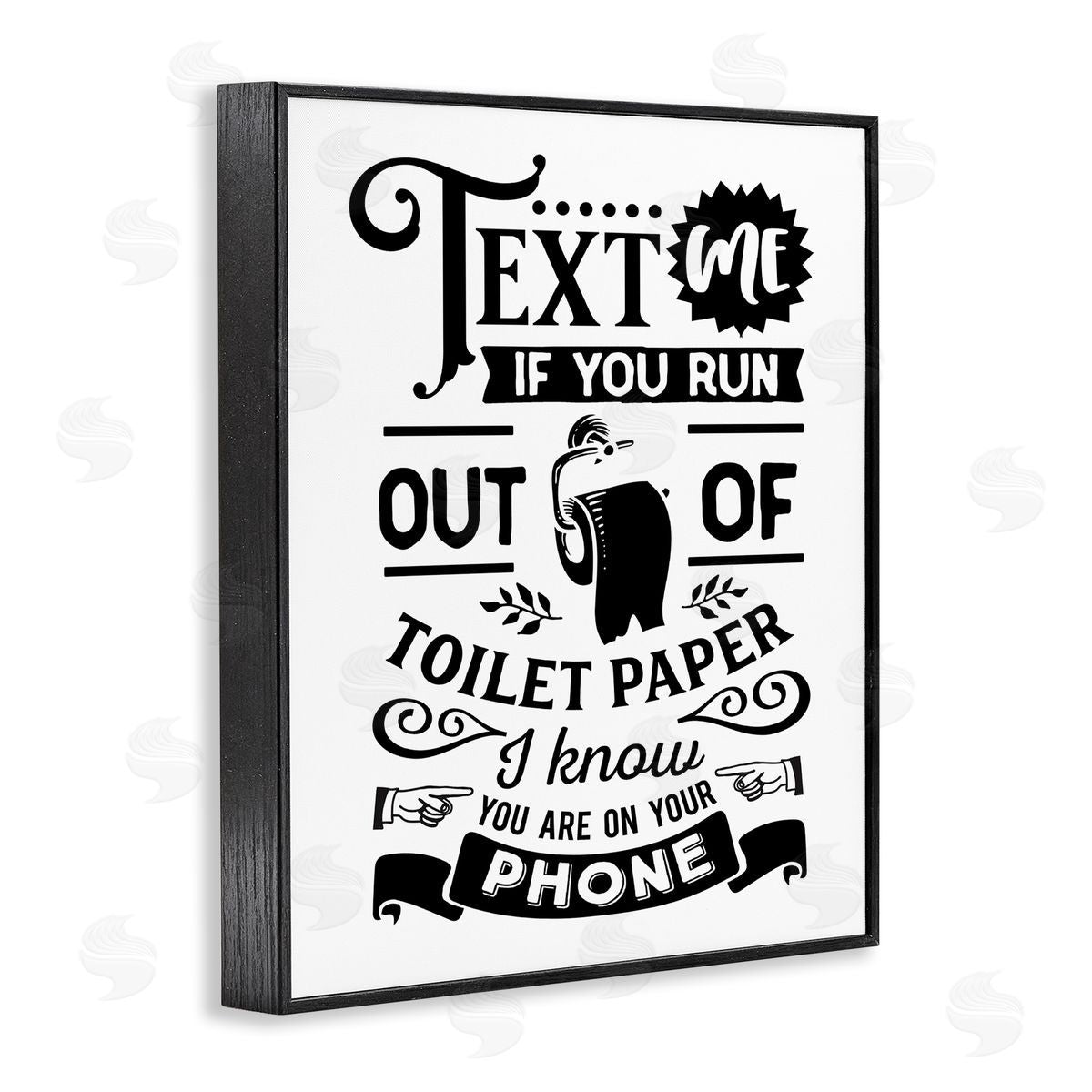 Lettered and Lined Text For Toilet Paper Vintage Text Bathroom Sign Black Framed Giclee Wall Art Print
