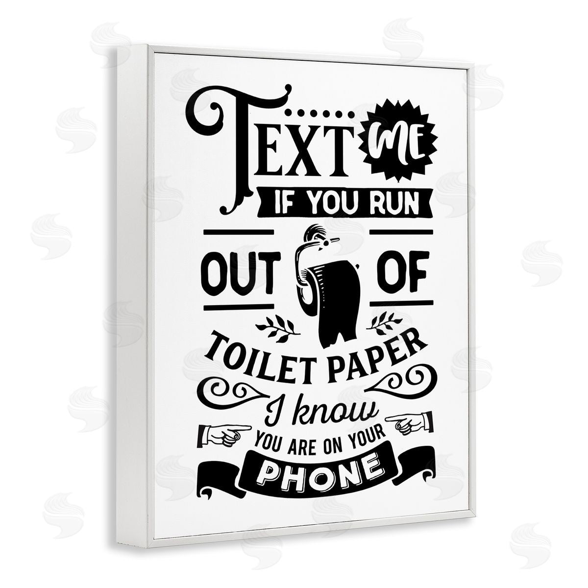Lettered and Lined Text For Toilet Paper Vintage Text Bathroom Sign White Framed Giclee Wall Art Print