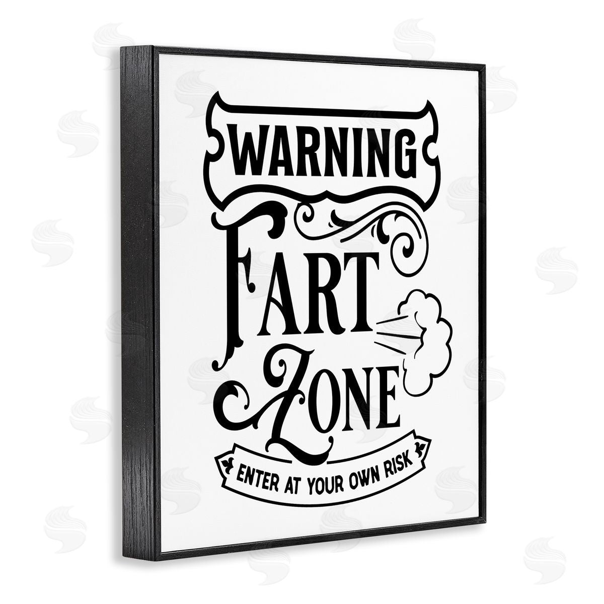 Lettered and Lined Warning Fart Zone Funny Bathroom Vintage  Black Framed Giclee Wall Art Print