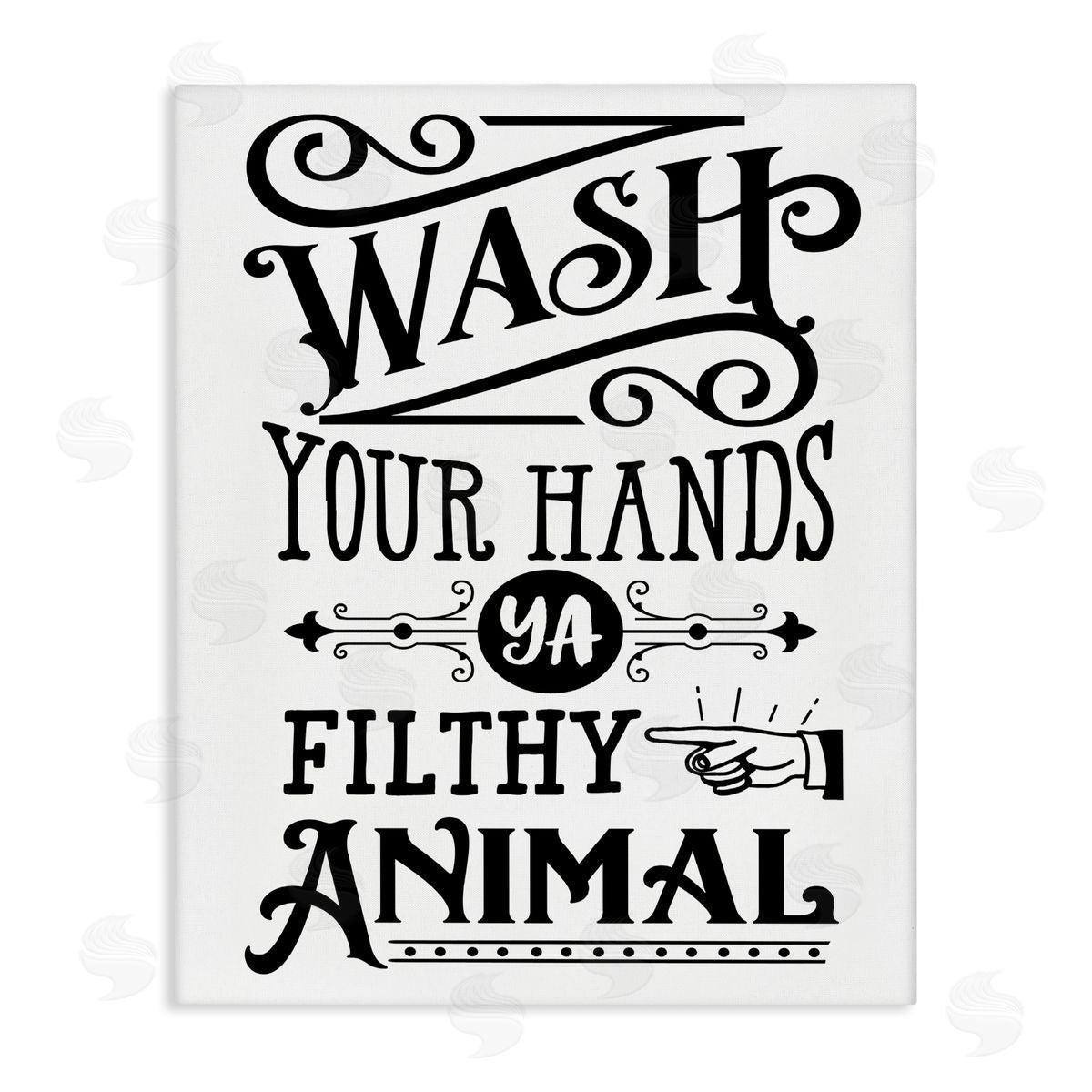 Lettered and Lined Wash Your Hands Vintage Symbol Serif Typography Stretched Canvas Wall Art Print