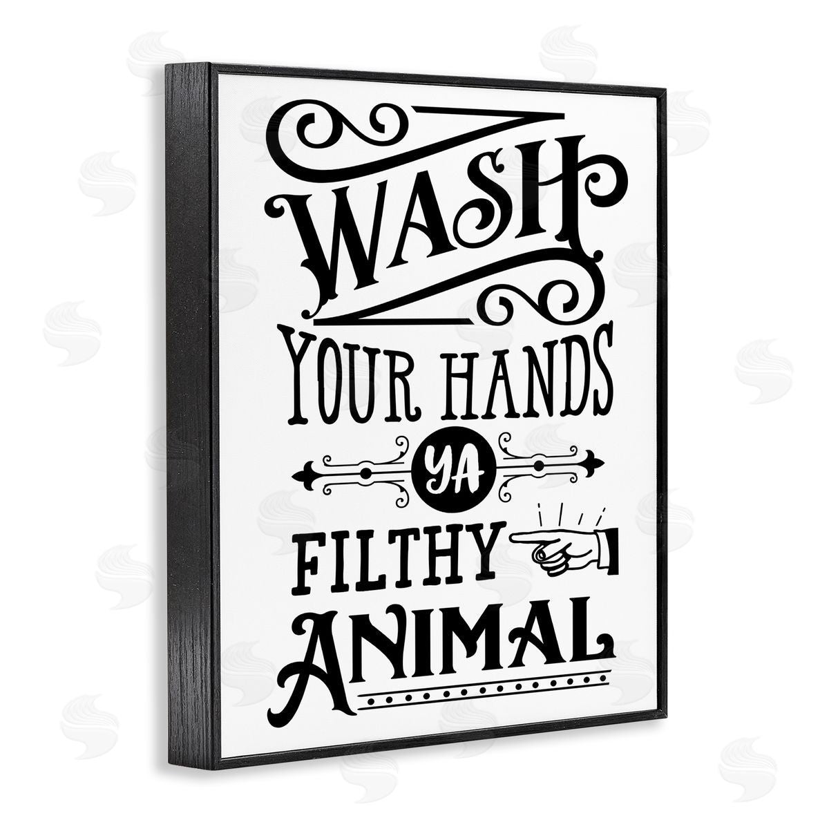 Lettered and Lined Wash Your Hands Vintage Symbol Serif Typography Black Framed Giclee Wall Art Print